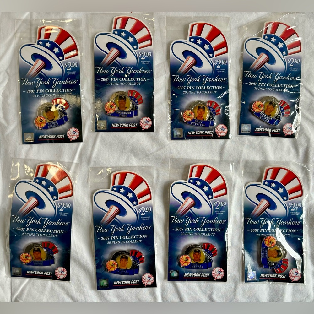 New York Yankees 2007 Collectible Pins - includes Jeter, Rivera, Pettitte